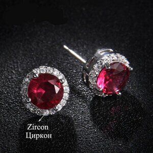 💥926 Silver Plated CZ Classic Stud Earrings for Women, UNVN12443